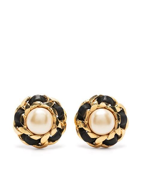 chanel pearl.earrings|pre owned chanel earrings.